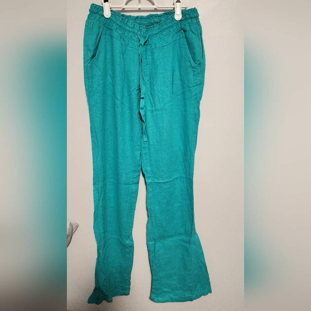 Roxy Turquoise Linen Pants